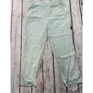 COS Linen Blend Pants Womens Size 8 Light Green Tapered Leg Elastic Waist